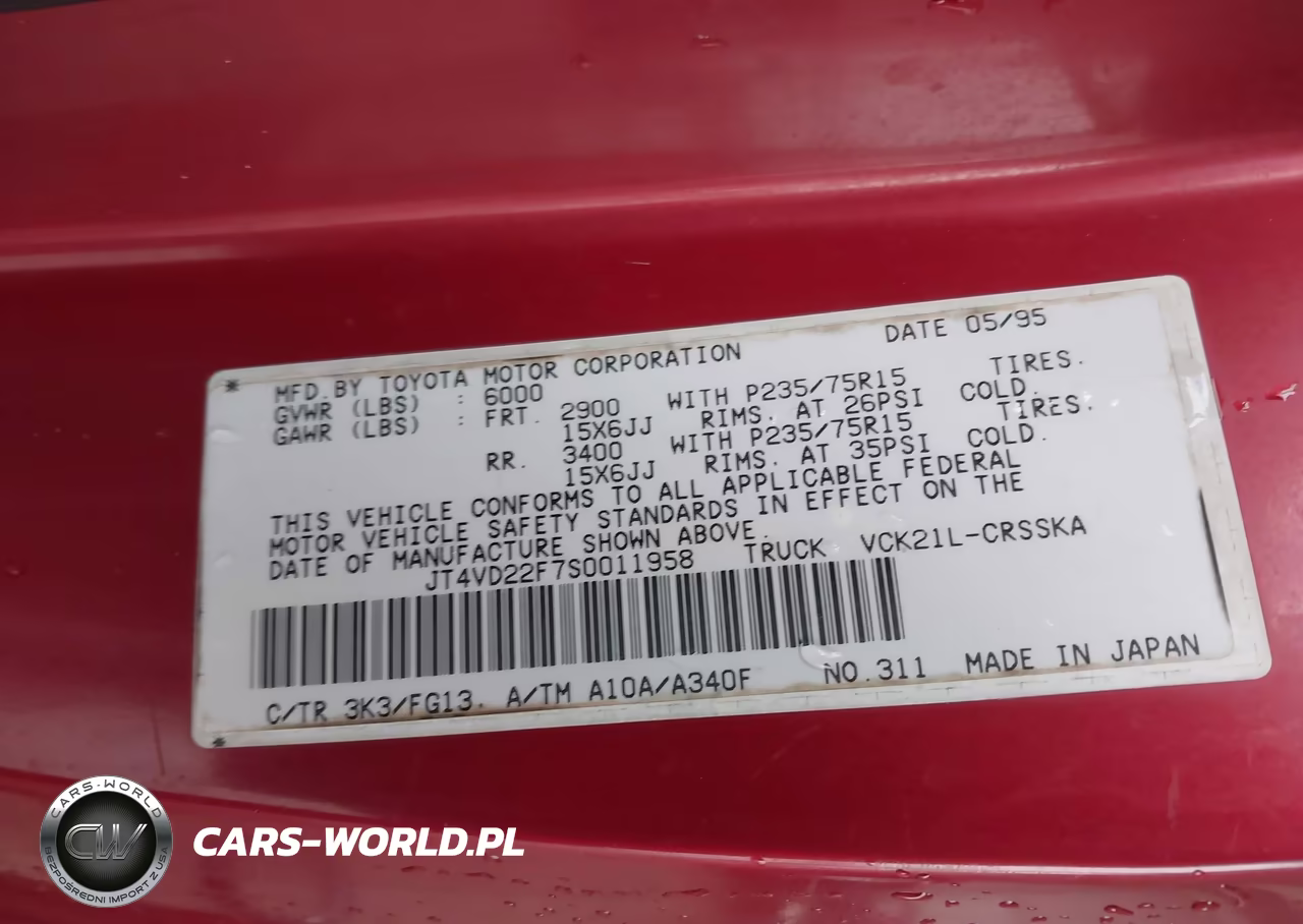1995 Toyota T100 Xtracab Sr5 VIN:JT4VD22F7S0011958 - 9