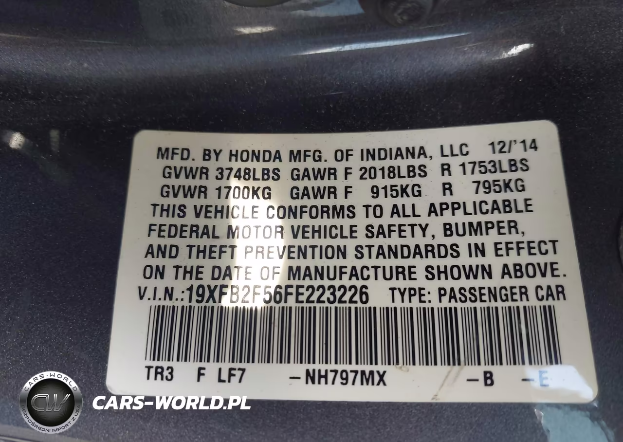2015 Honda Civic Lx VIN:19XFB2F56FE223226 - 9