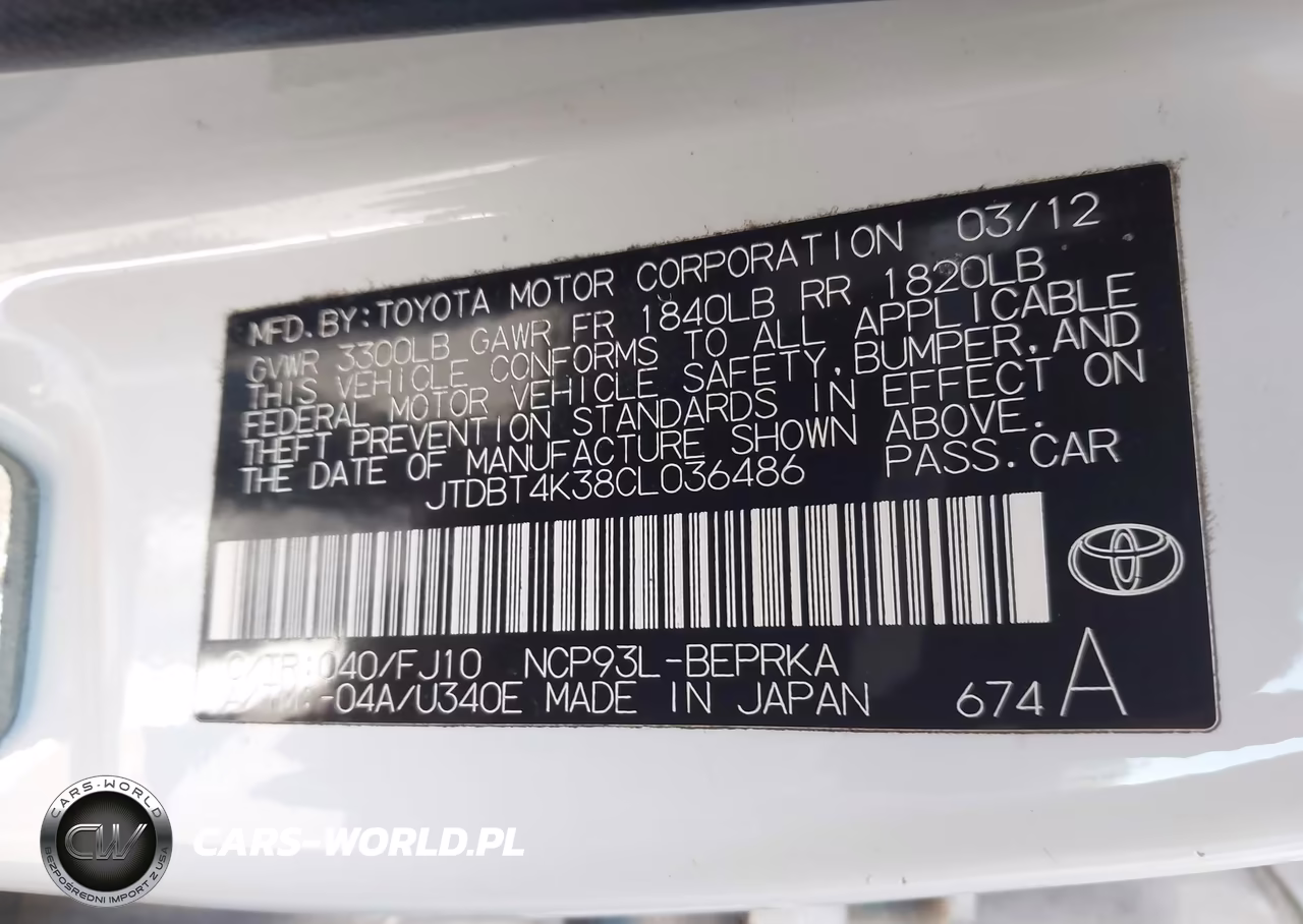 2012 Toyota Yaris VIN:JTDBT4K38CL036486 - 9