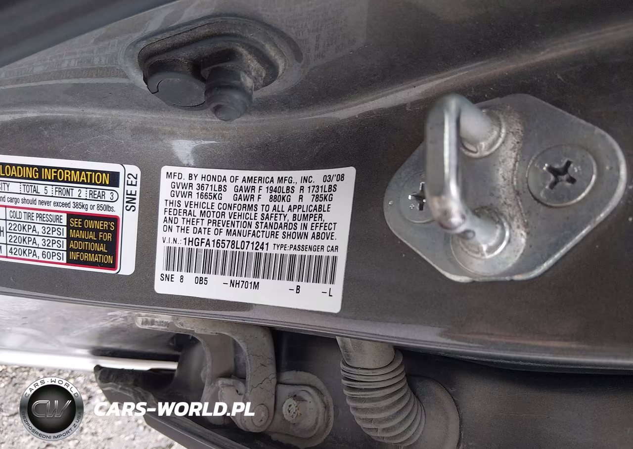 2008 Honda Civic Lx VIN:1HGFA16578L071241 - 9