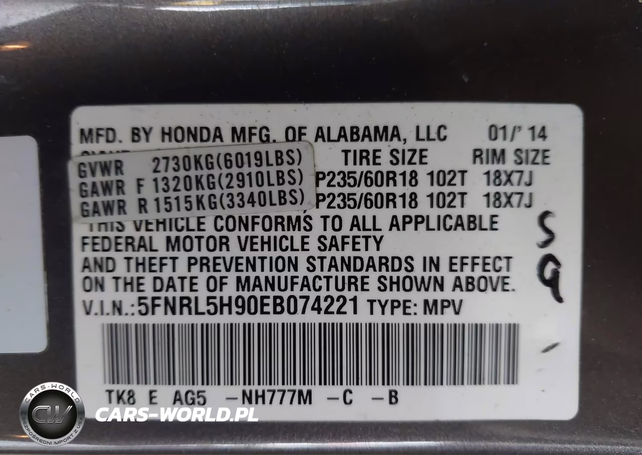 2014 Honda Odyssey Touring-Touring Elite VIN:5FNRL5H90EB074221 - 9