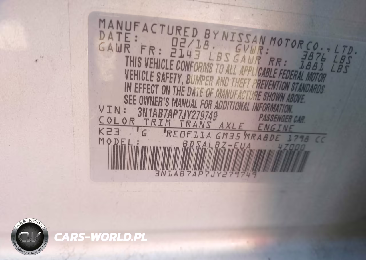 2018 Nissan Sentra S VIN:3N1AB7AP7JY279749 - 9