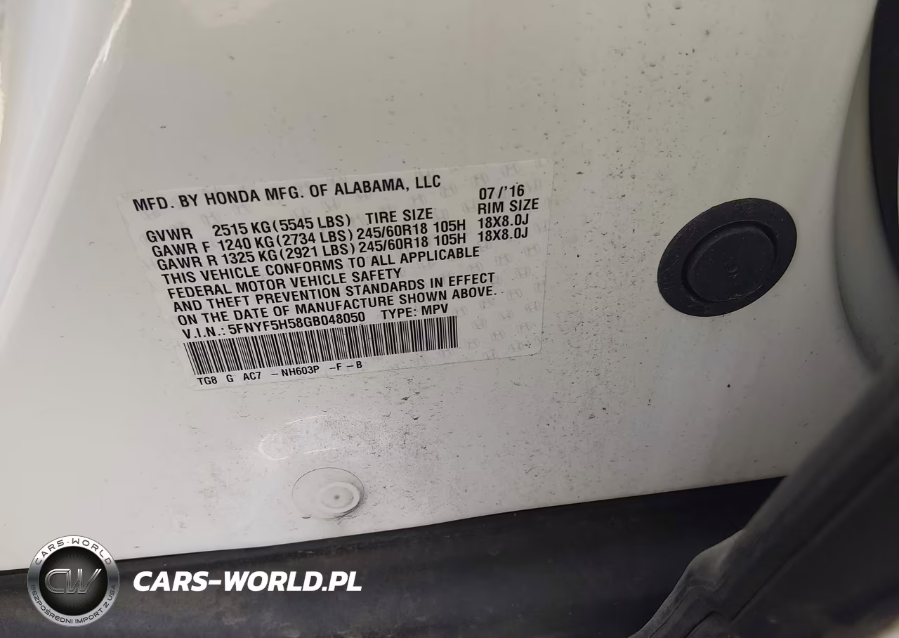 2016 Honda Pilot Ex-L VIN:5FNYF5H58GB048050 - 9