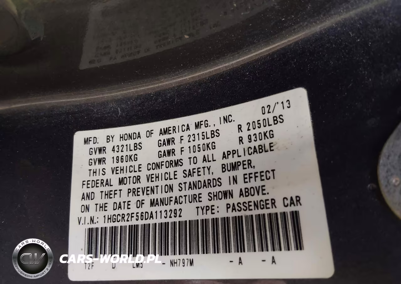 2013 Honda Accord Sport VIN:1HGCR2F56DA113292 - 9
