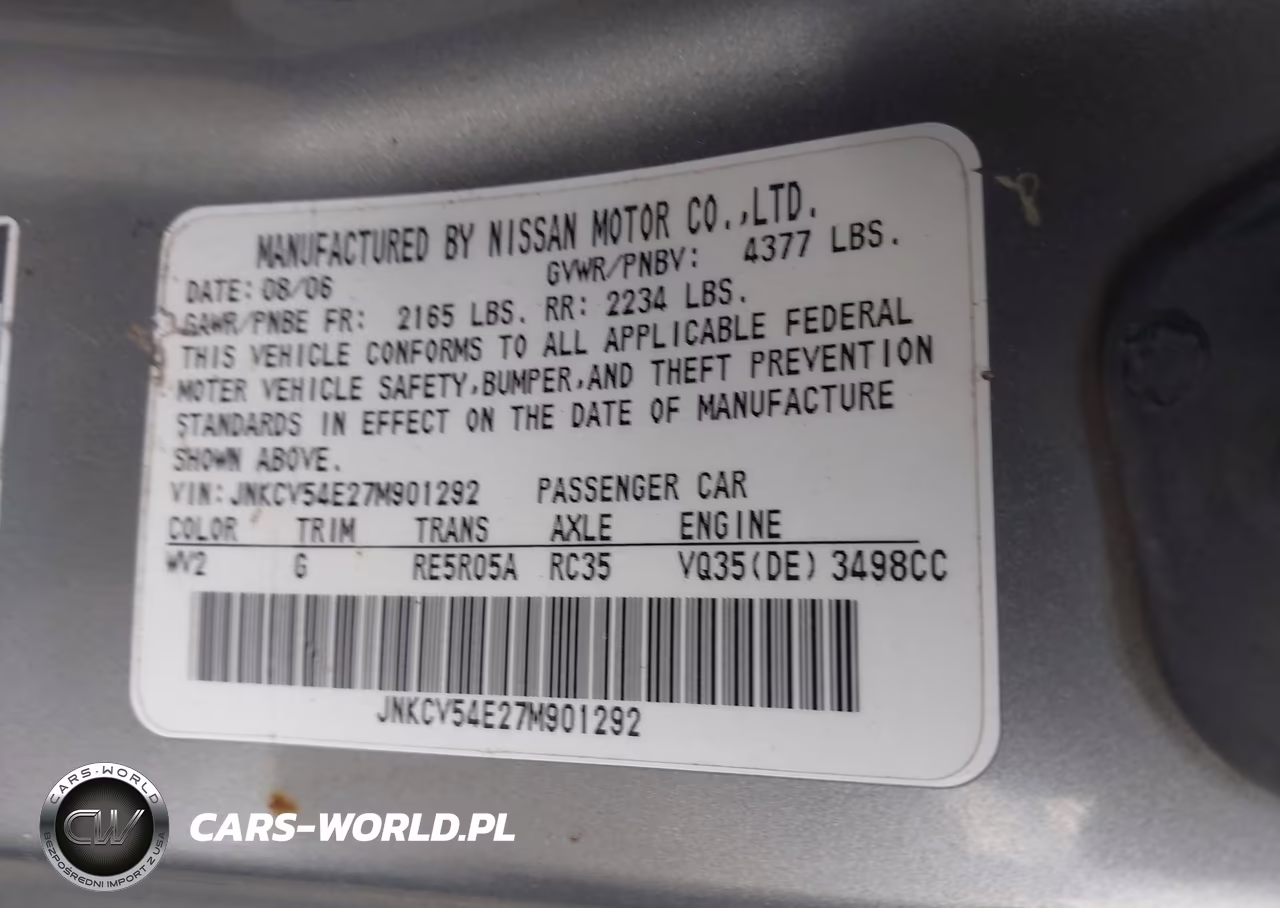 2007 Infiniti G35 VIN:JNKCV54E27M901292 - 9