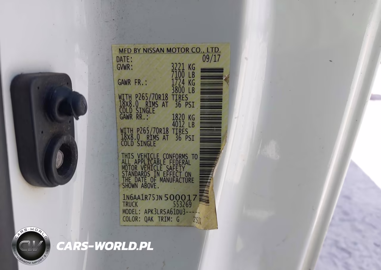 2018 Nissan Titan S VIN:1N6AA1R75JN500017 - 9