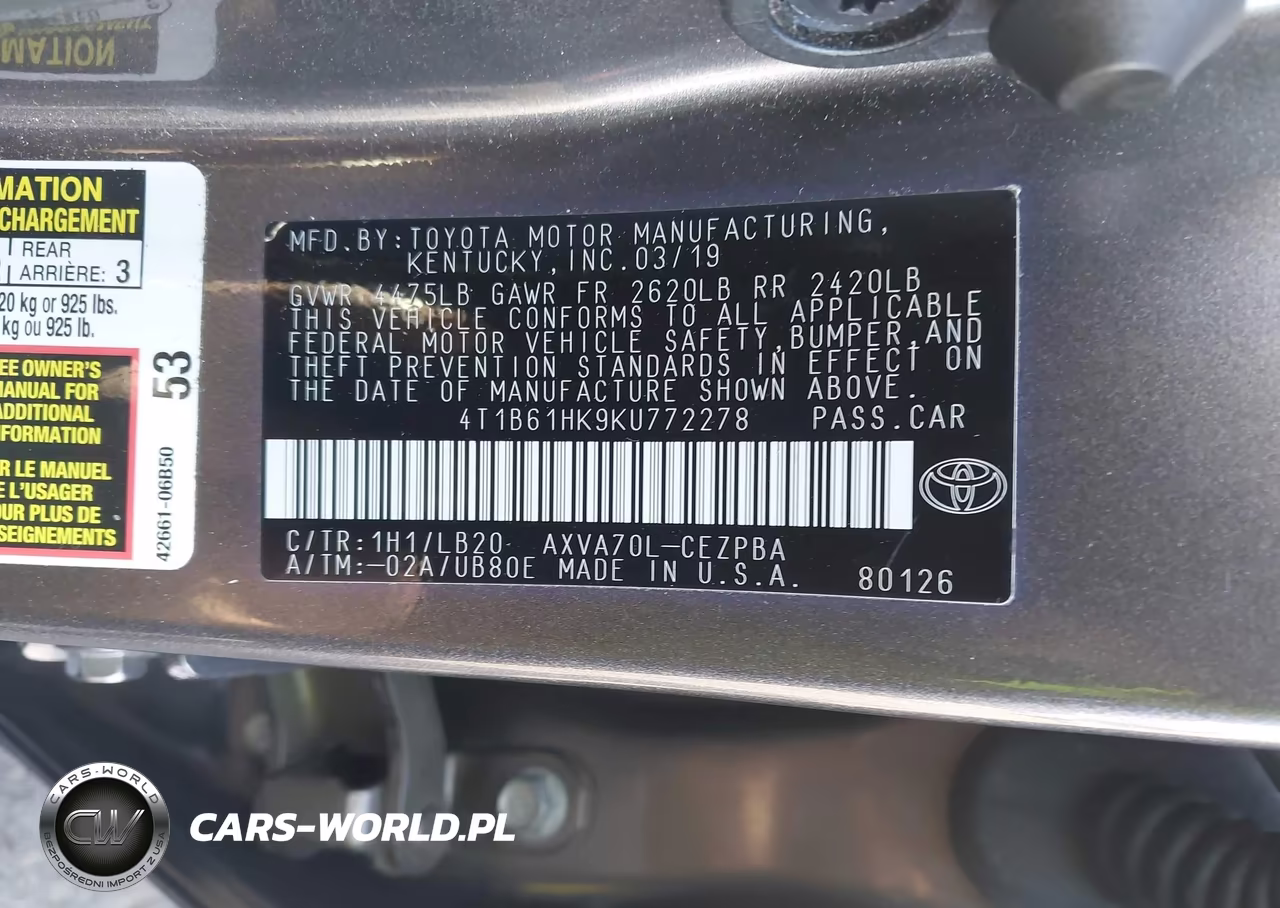 2019 Toyota Camry Xse VIN:4T1B61HK9KU772278 - 9