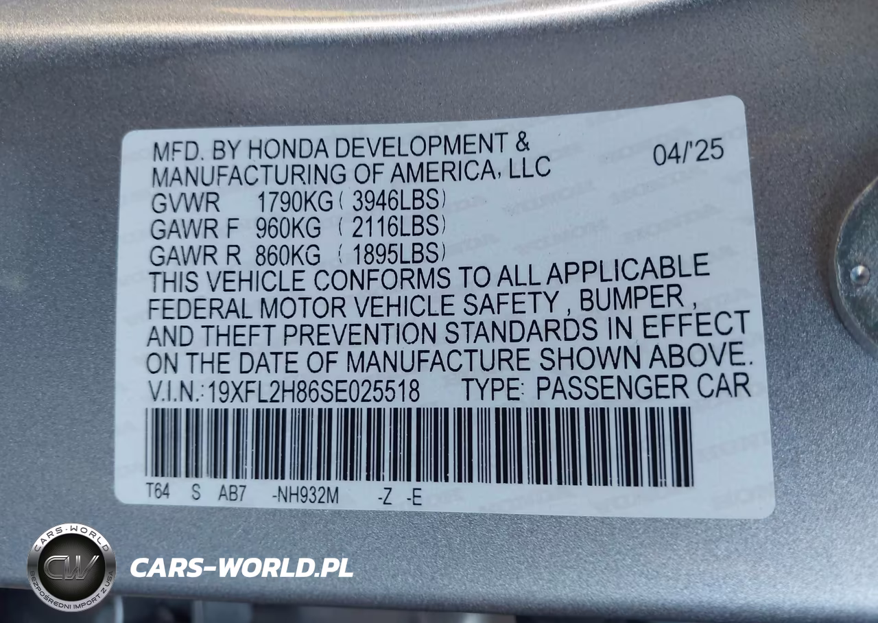 2025 Honda Civic Sedan Sport VIN:19XFL2H86SE025518 - 9