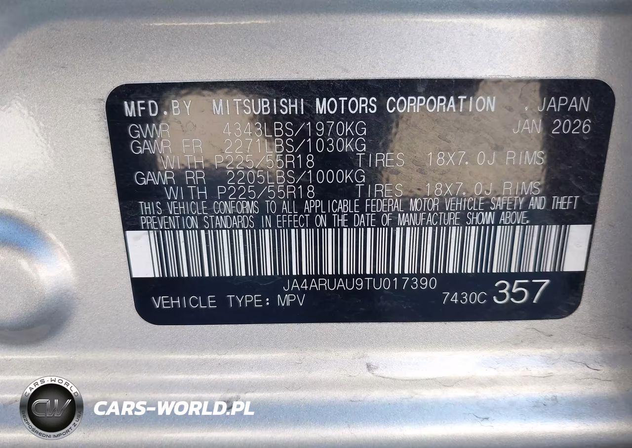 2026 Mitsubishi Outlander Sport 2.0 Es-2.0 Le-2.0 Ralliart-2.0 S-2.0 Se-2.0 Trail Edition VIN:JA4ARUAU9TU017390 - 9
