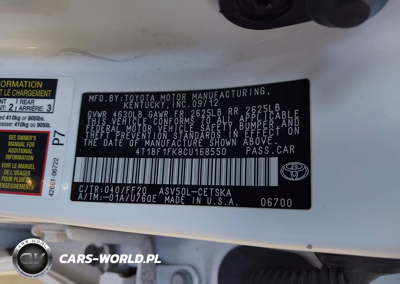 2012 Toyota Camry Se VIN:4T1BF1FK8CU168550 - 9