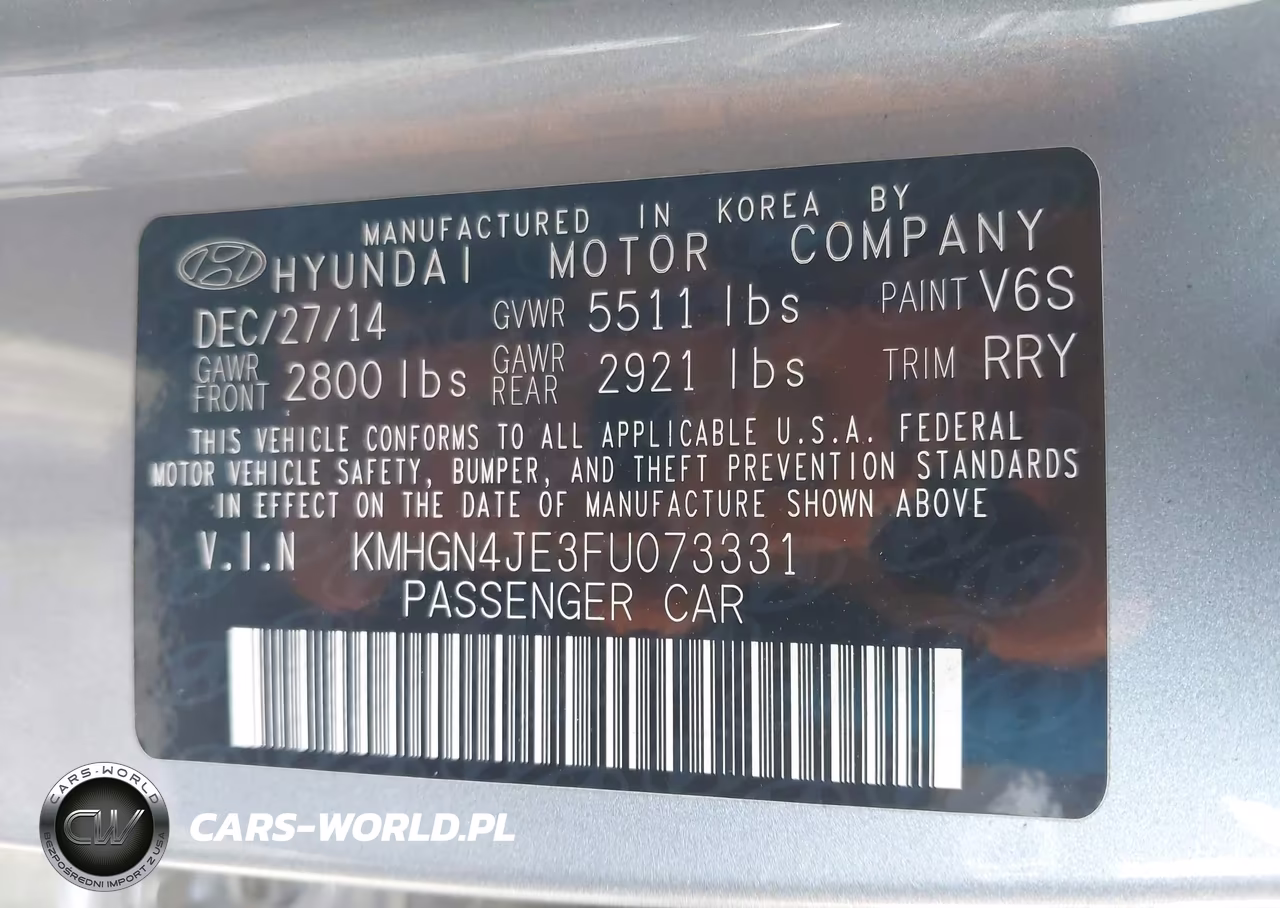 2015 Hyundai Genesis 3.8 VIN:KMHGN4JE3FU073331 - 9