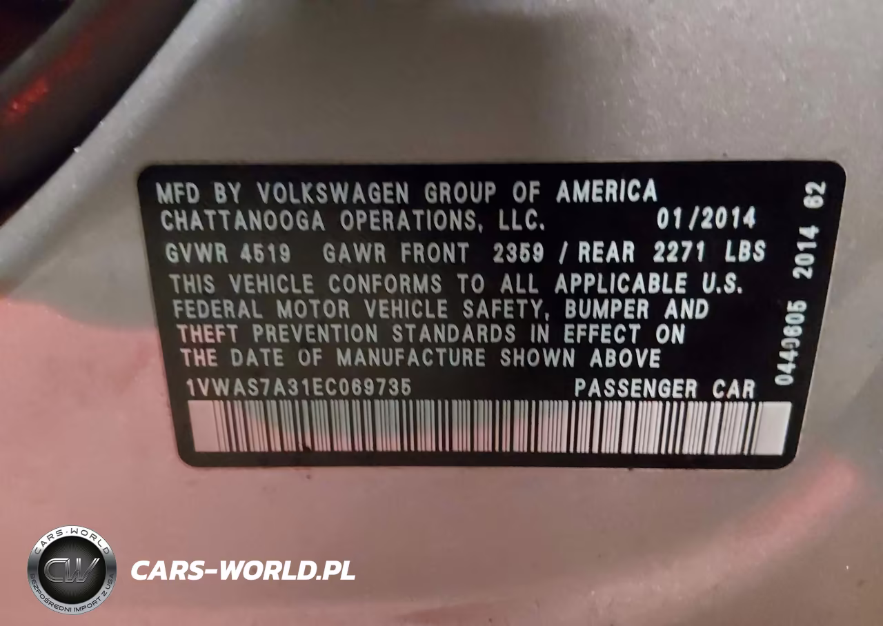 2014 Volkswagen Passat 1.8T S VIN:1VWAS7A31EC069735 - 9