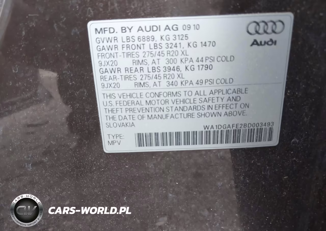 2011 Audi Q7 3.0T S Line Prestige VIN:WA1DGAFE2BD003493 - 9