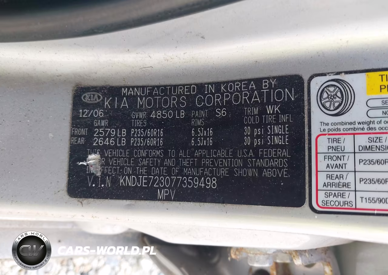 2007 Kia Sportage Lx V6 VIN:KNDJE723077359498 - 9