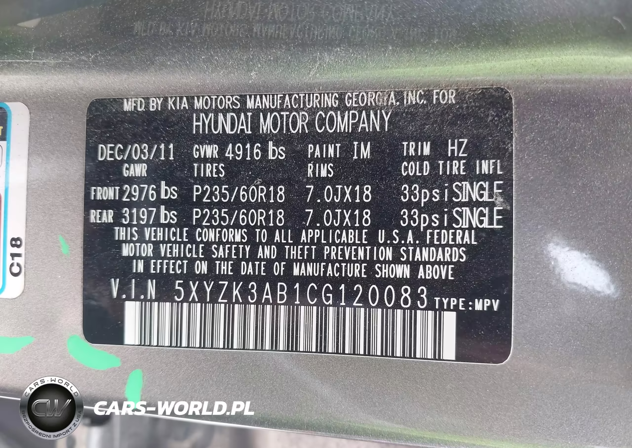 2012 Hyundai Santa Fe Limited VIN:5XYZK3AB1CG120083 - 9
