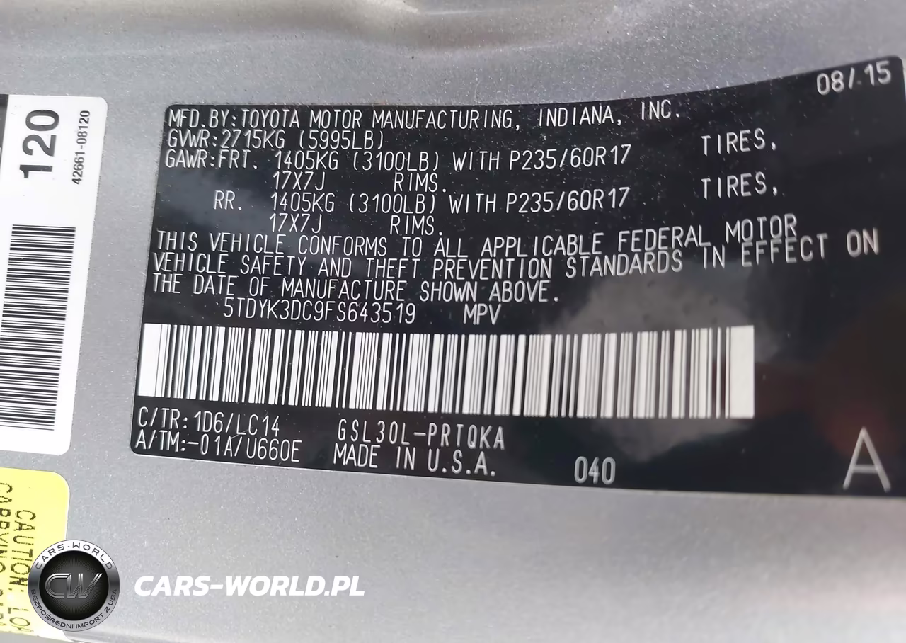 2015 Toyota Sienna Xle 8 Passenger VIN:5TDYK3DC9FS643519 - 9