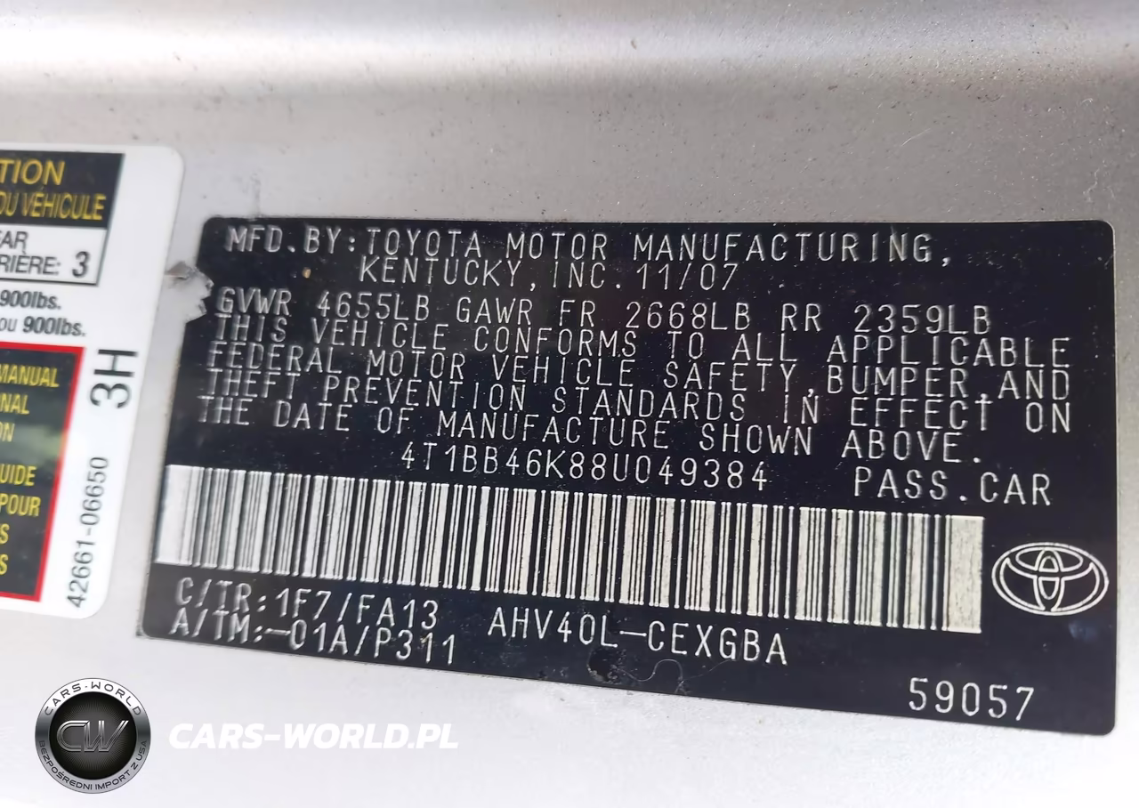 2008 Toyota Camry Hybrid VIN:4T1BB46K88U049384 - 9