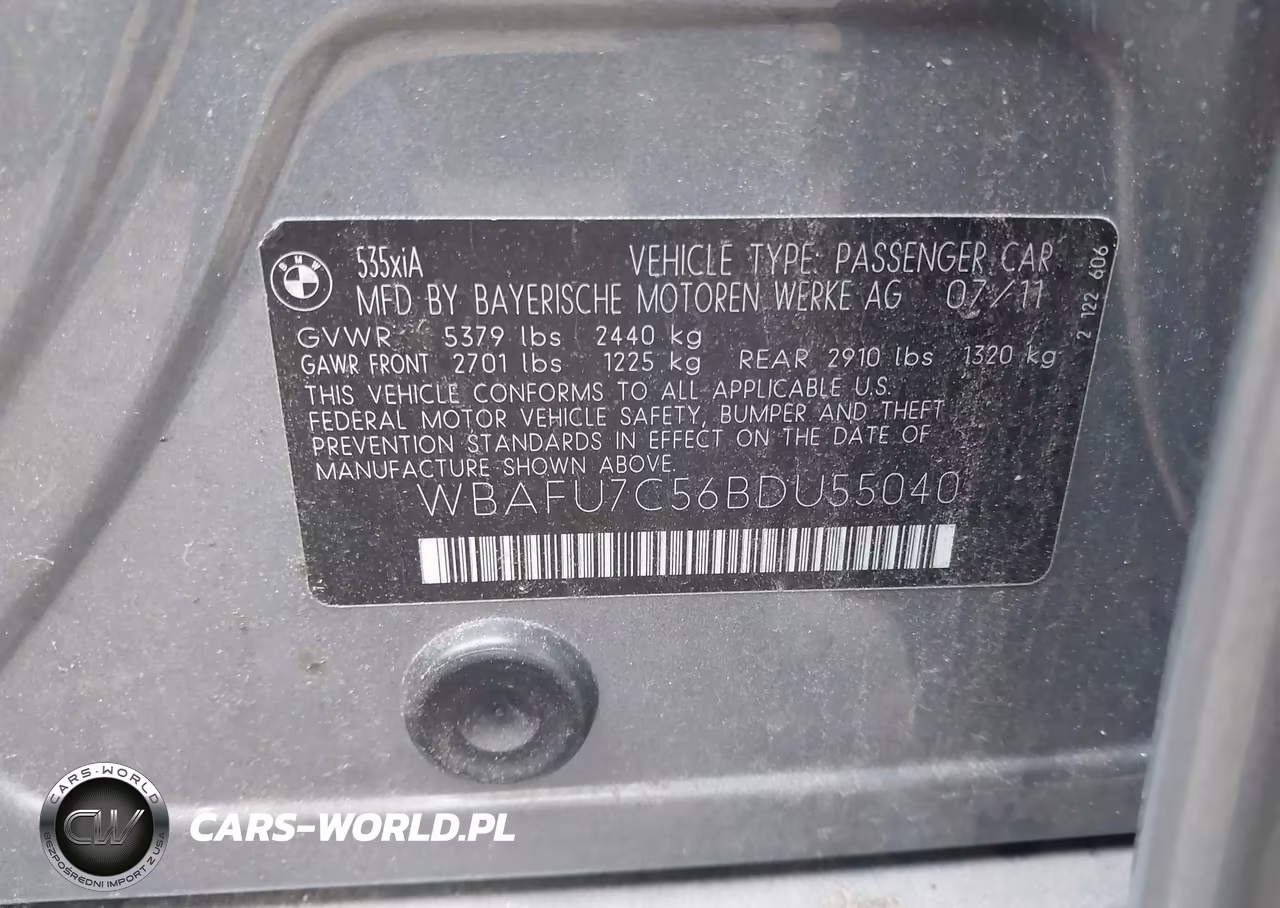 2011 BMW 535I xDrive VIN:WBAFU7C56BDU55040 - 9