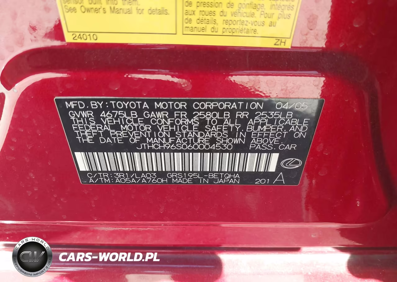 2006 Lexus Gs 300 VIN:JTHCH96S060004530 - 9