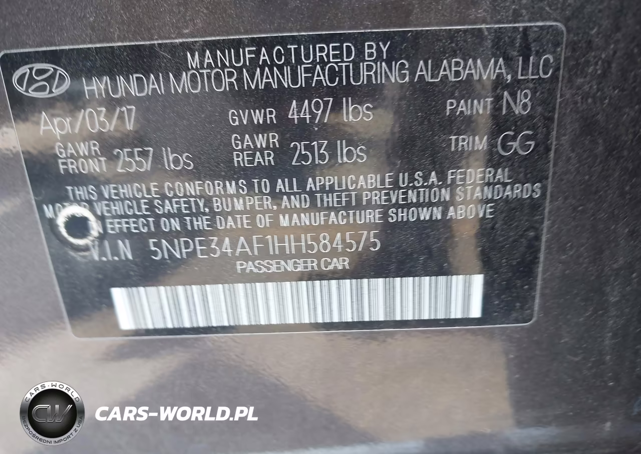 2017 Hyundai Sonata Sport VIN:5NPE34AF1HH584575 - 9