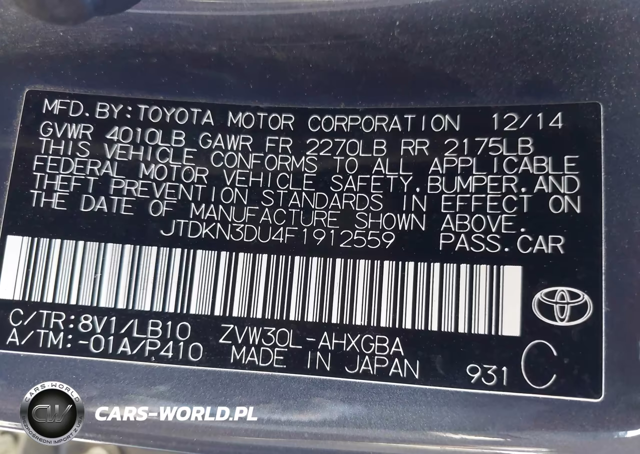 2015 Toyota Prius Five VIN:JTDKN3DU4F1912559 - 9