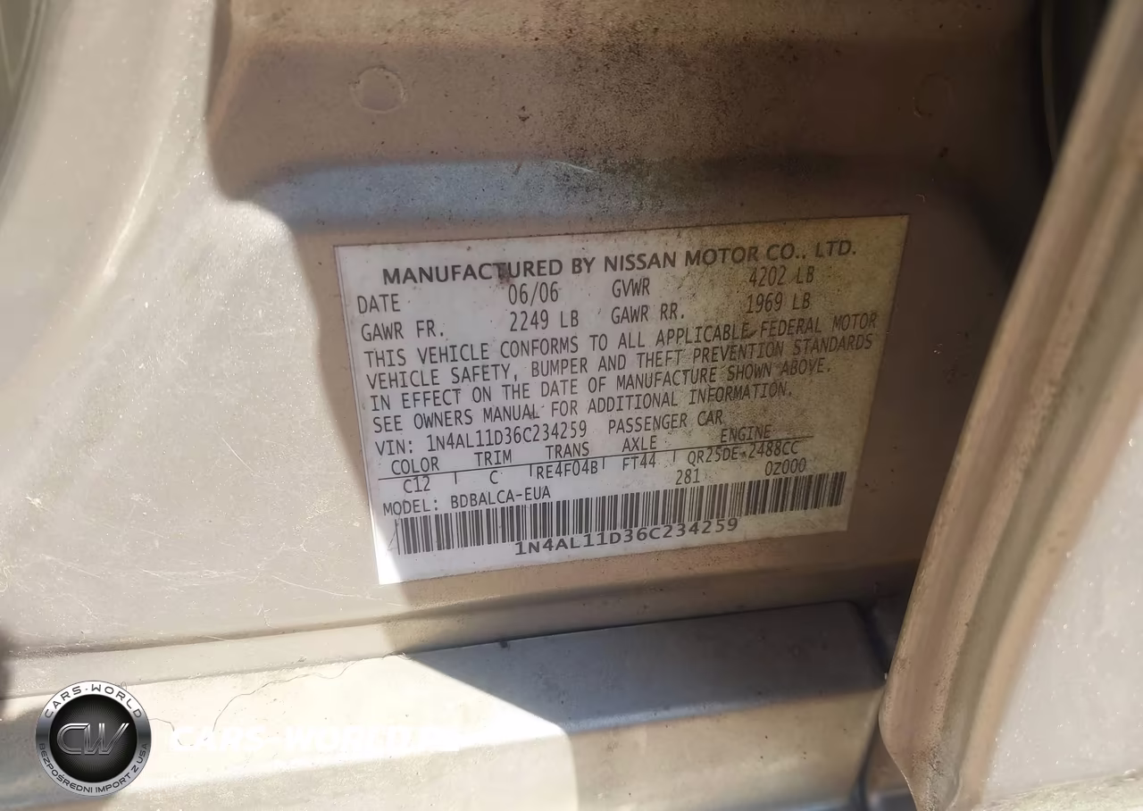 2006 Nissan Altima 2.5 S VIN:1N4AL11D36C234259 - 9