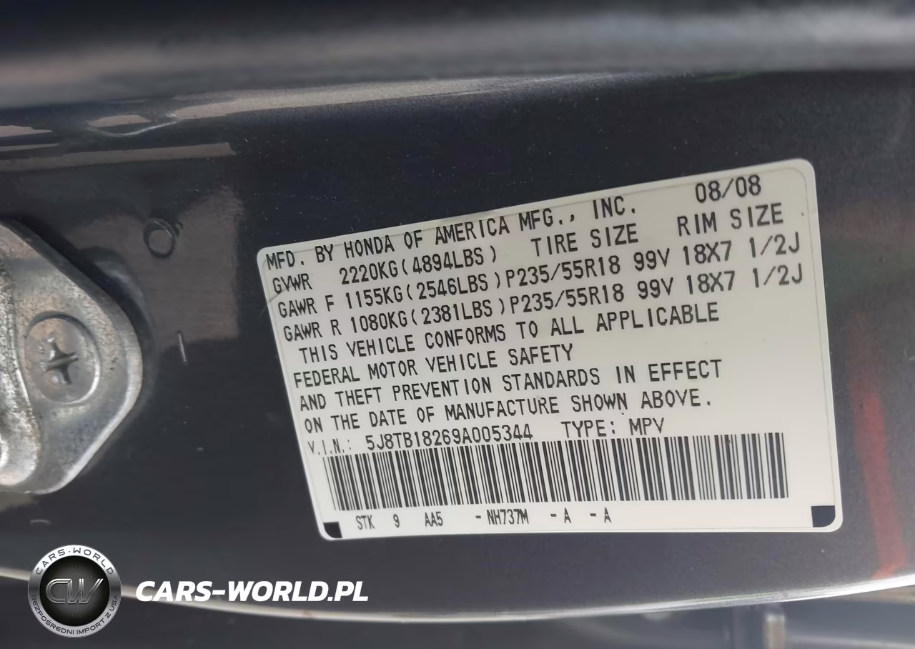 2009 Acura Rdx VIN:5J8TB18269A005344 - 9