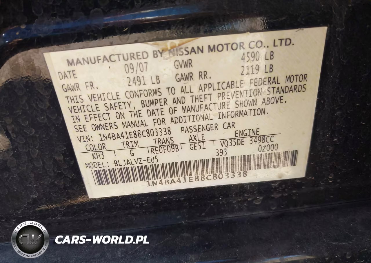 2008 Nissan Maxima 3.5 Se VIN:1N4BA41E88C803338 - 9