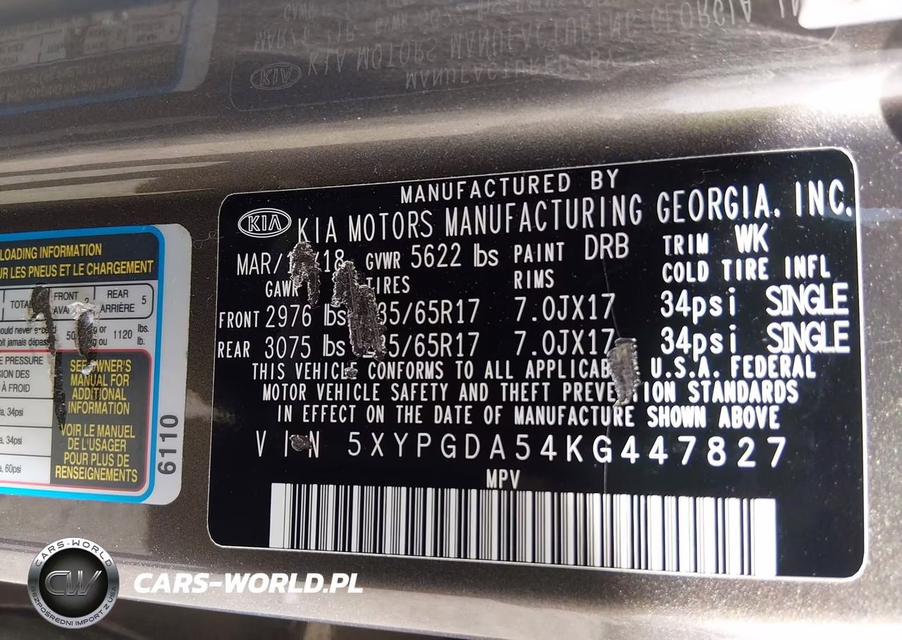 2019 Kia Sorento 3.3L Lx VIN:5XYPGDA54KG447827 - 9