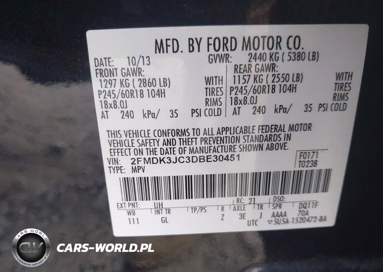 2013 Ford Edge Sel VIN:2FMDK3JC3DBE30451 - 9
