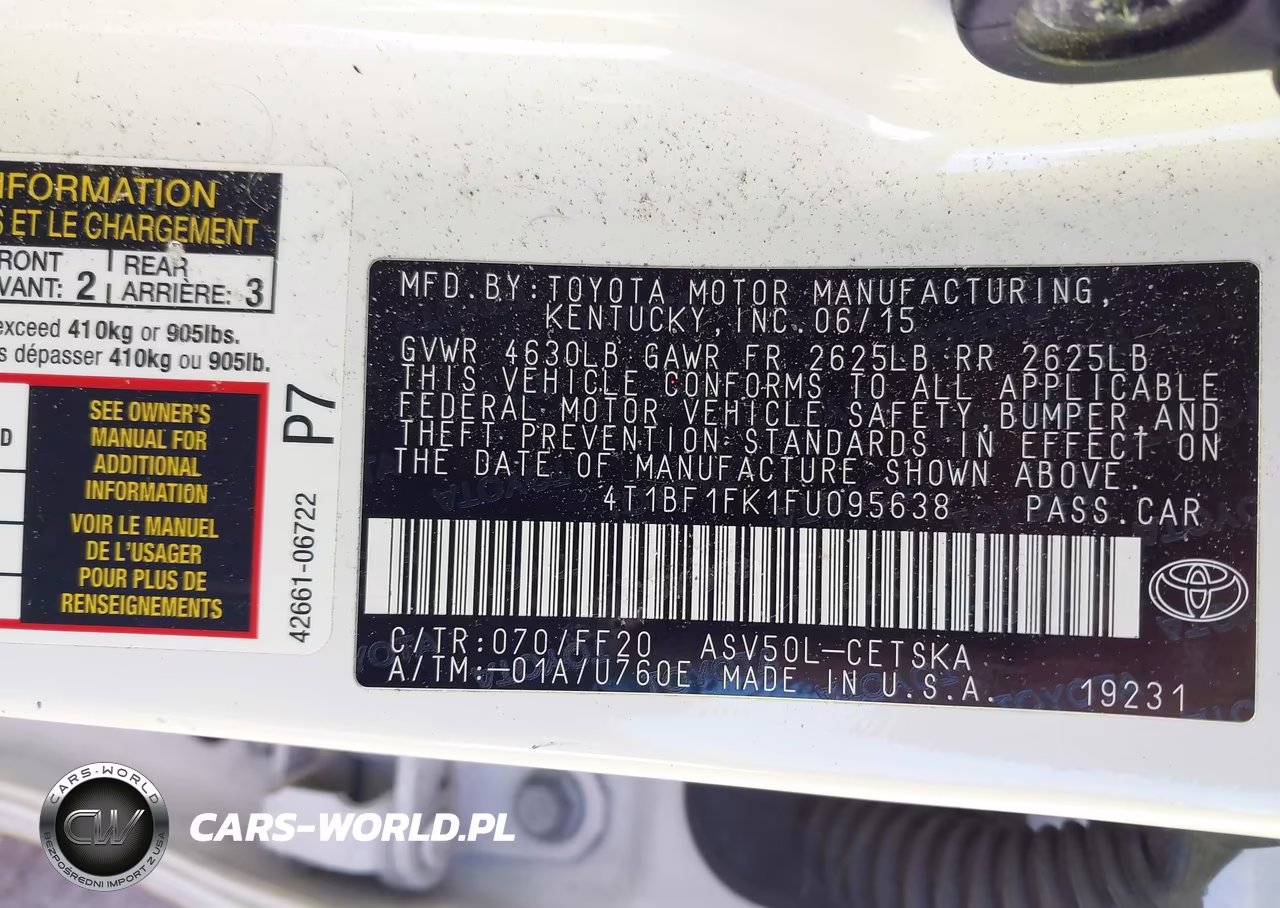 2015 Toyota Camry Se VIN:4T1BF1FK1FU095638 - 9