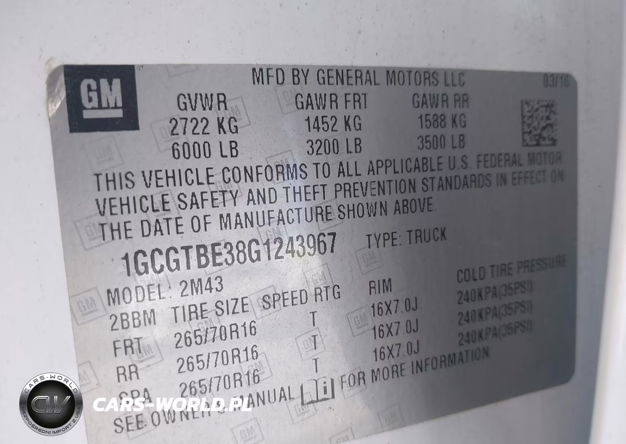 2016 Chevrolet Colorado Wt VIN:1GCGTBE38G1243967 - 9