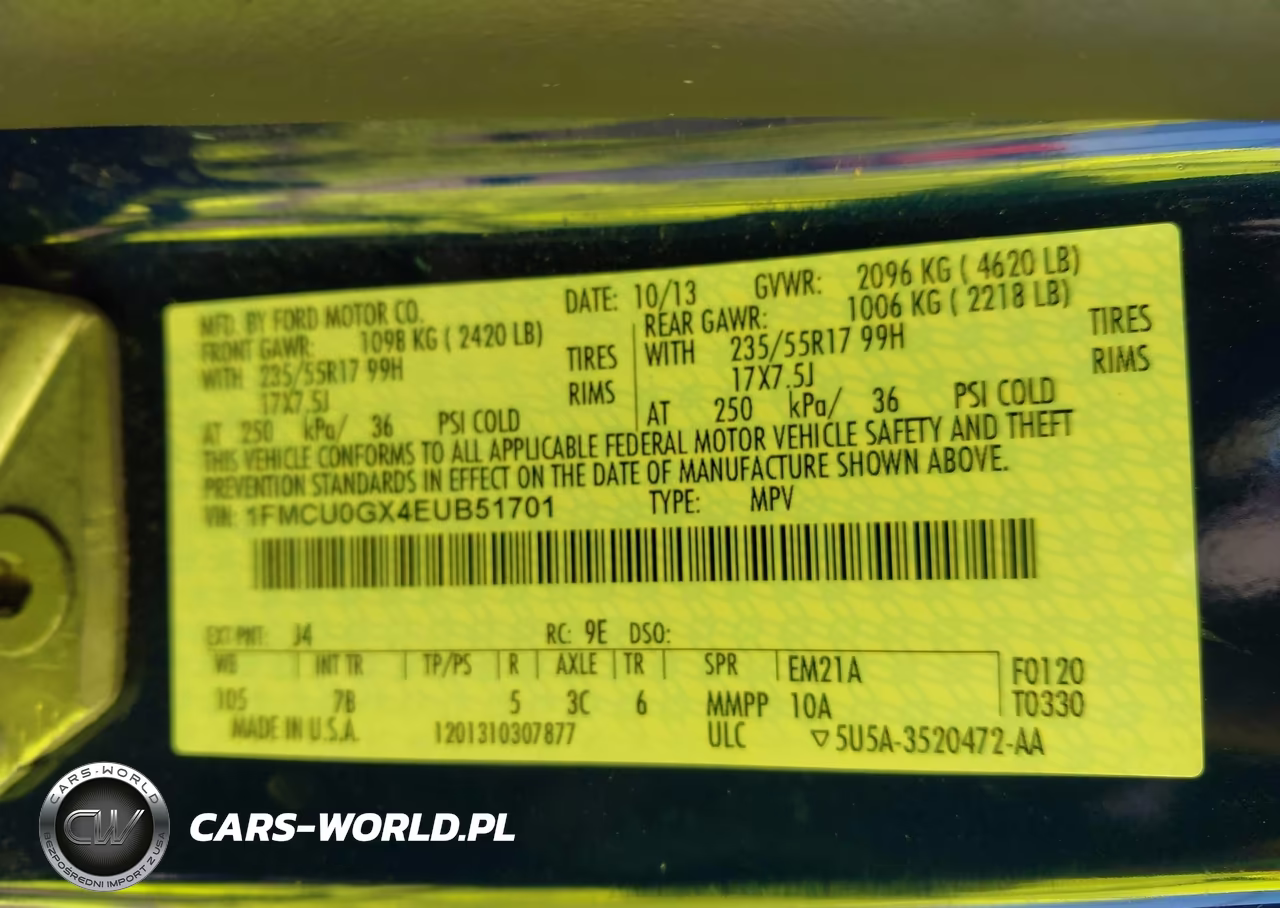 2014 Ford Escape Se VIN:1FMCU0GX4EUB51701 - 9