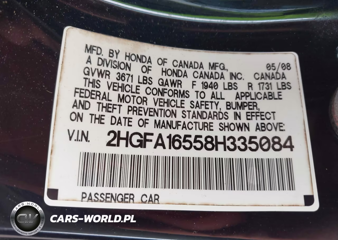 2008 Honda Civic Lx VIN:2HGFA16558H335084 - 9