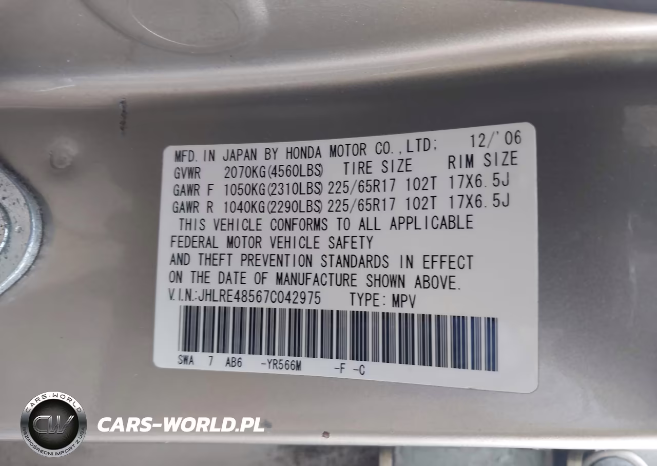 2007 Honda Cr-V Ex VIN:JHLRE48567C042975 - 9