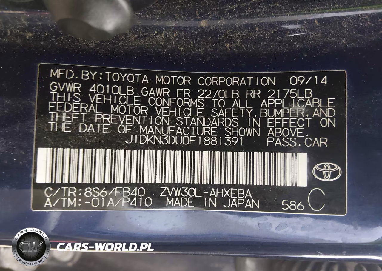 2015 Toyota Prius Two VIN:JTDKN3DU0F1881391 - 9