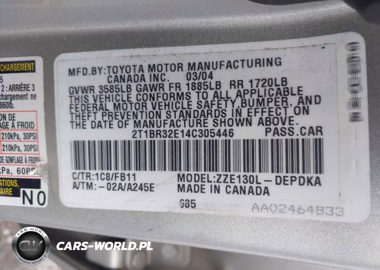 2004 Toyota Corolla Ce VIN:2T1BR32E14C305446 - 9