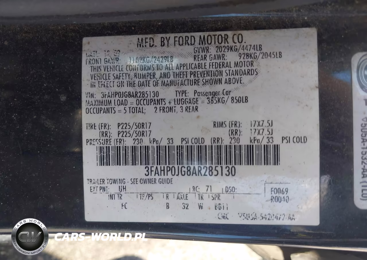 2010 Ford Fusion Sel VIN:3FAHP0JG8AR285130 - 9