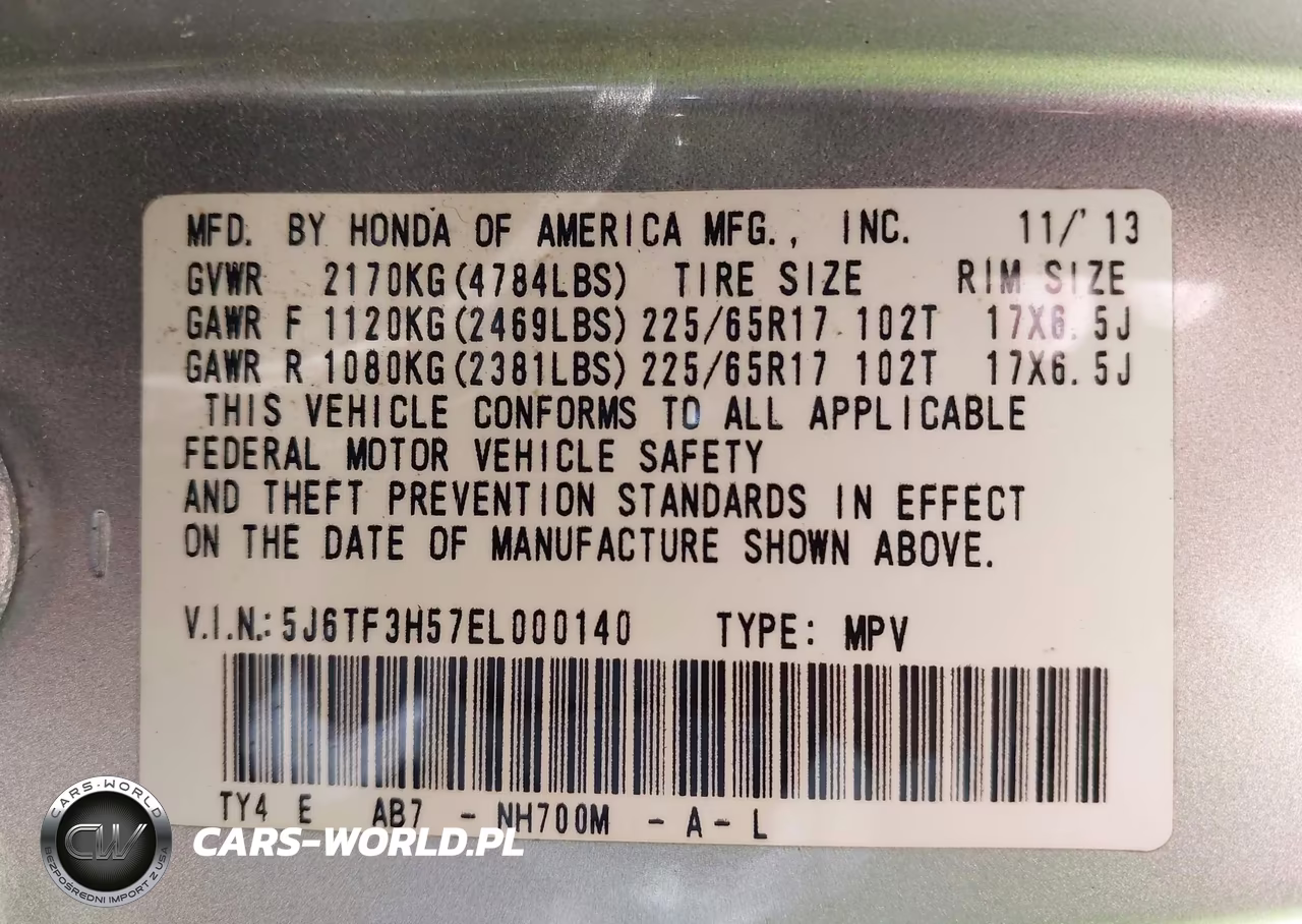 2014 Honda Crosstour Ex-L VIN:5J6TF3H57EL000140 - 9