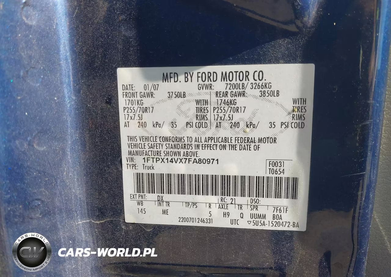 2007 Ford F-150 Fx4-Lariat-Xl-Xlt VIN:1FTPX14VX7FA80971 - 9