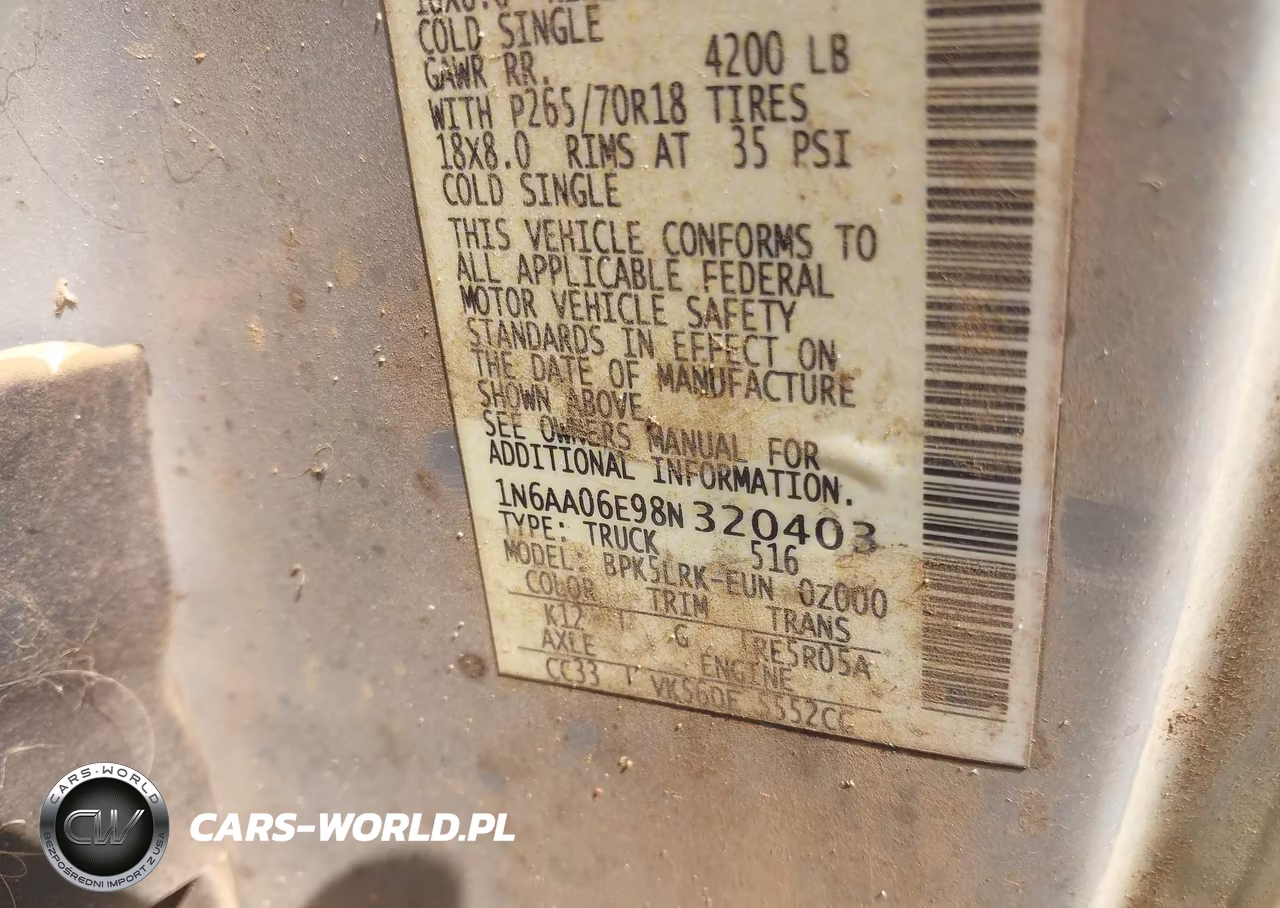2008 Nissan Titan Xe VIN:1N6AA06E98N320403 - 9