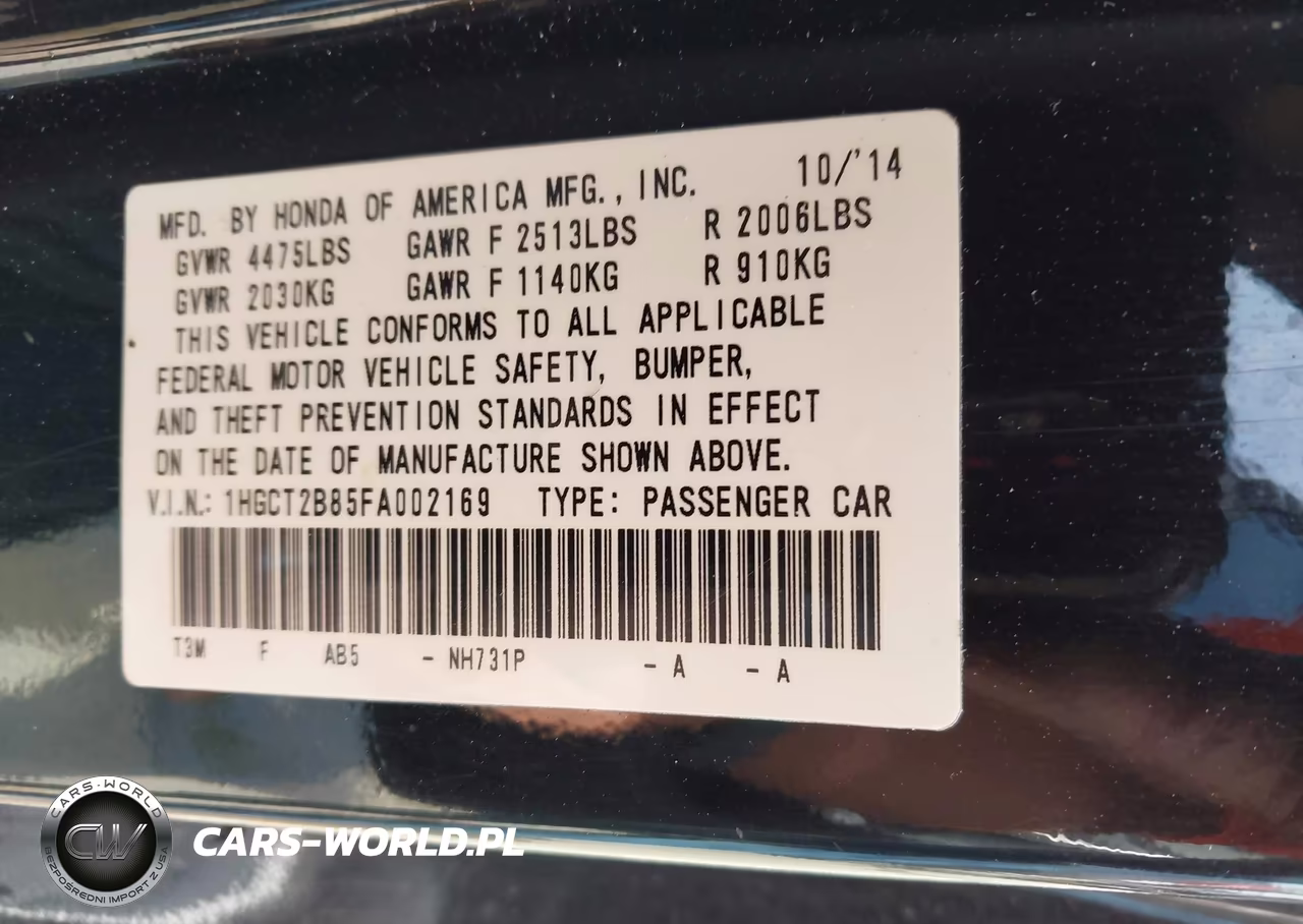 2015 Honda Accord Ex-L V-6 VIN:1HGCT2B85FA002169 - 9