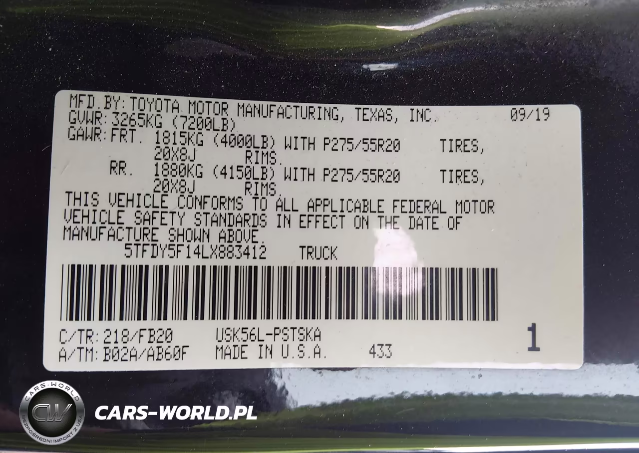 2020 Toyota Tundra Sr5 VIN:5TFDY5F14LX883412 - 9