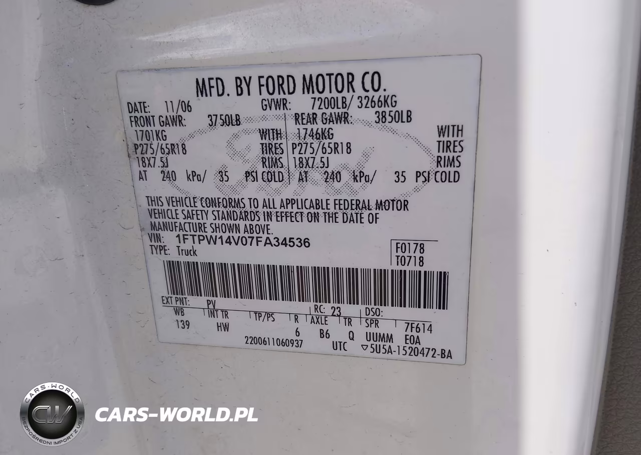 2007 Ford F-150 Fx4-Lariat-Xlt VIN:1FTPW14V07FA34536 - 9