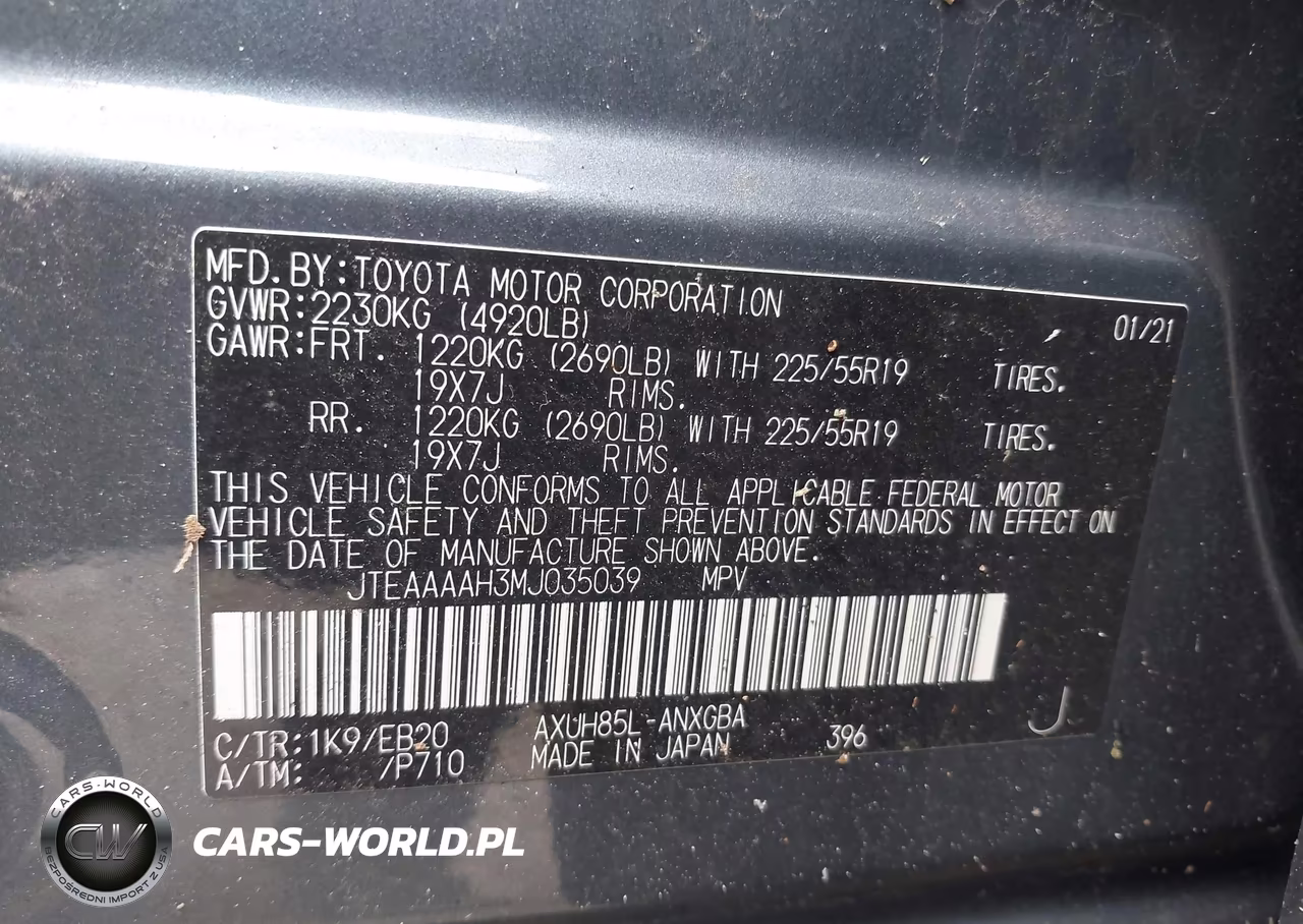 2021 Toyota Venza Xle VIN:JTEAAAAH3MJ035039 - 9