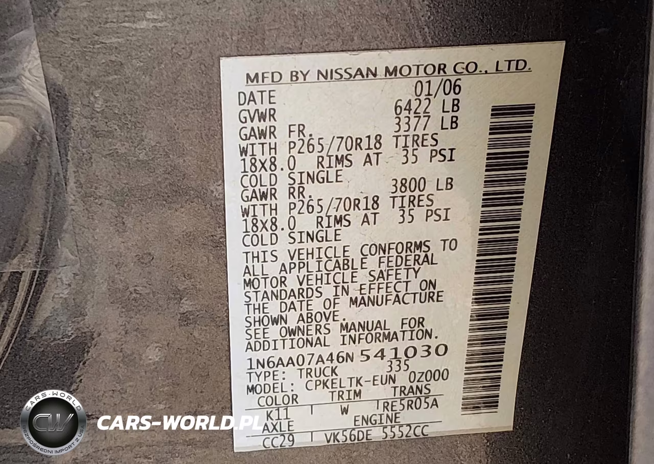 2006 Nissan Titan Se VIN:1N6AA07A46N541030 - 9