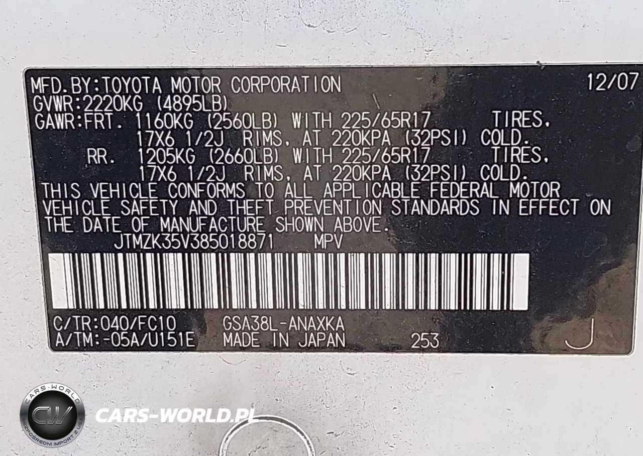 2008 Toyota Rav4 Base V6 VIN:JTMZK35V385018871 - 9