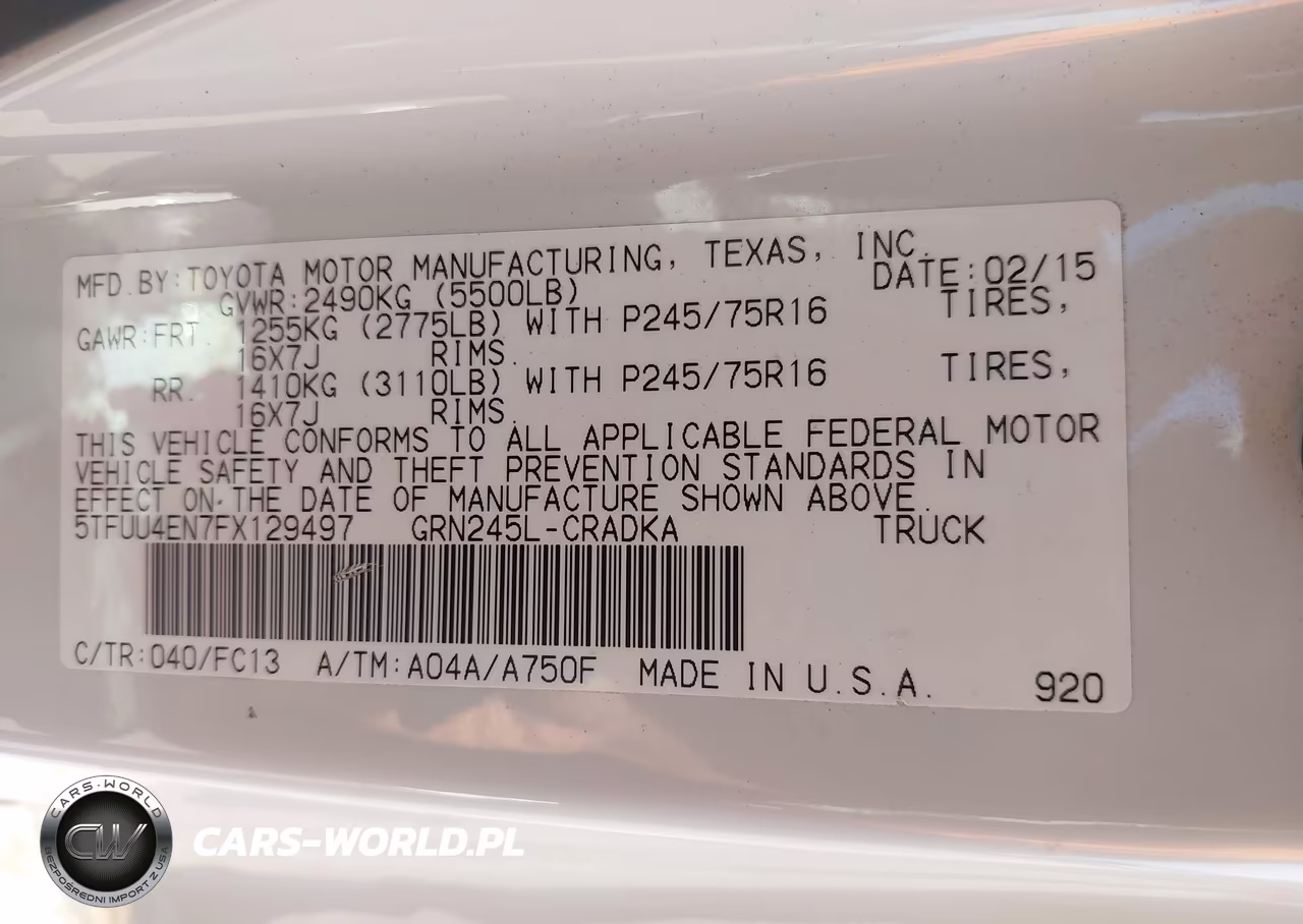2015 Toyota Tacoma Base V6 VIN:5TFUU4EN7FX129497 - 9