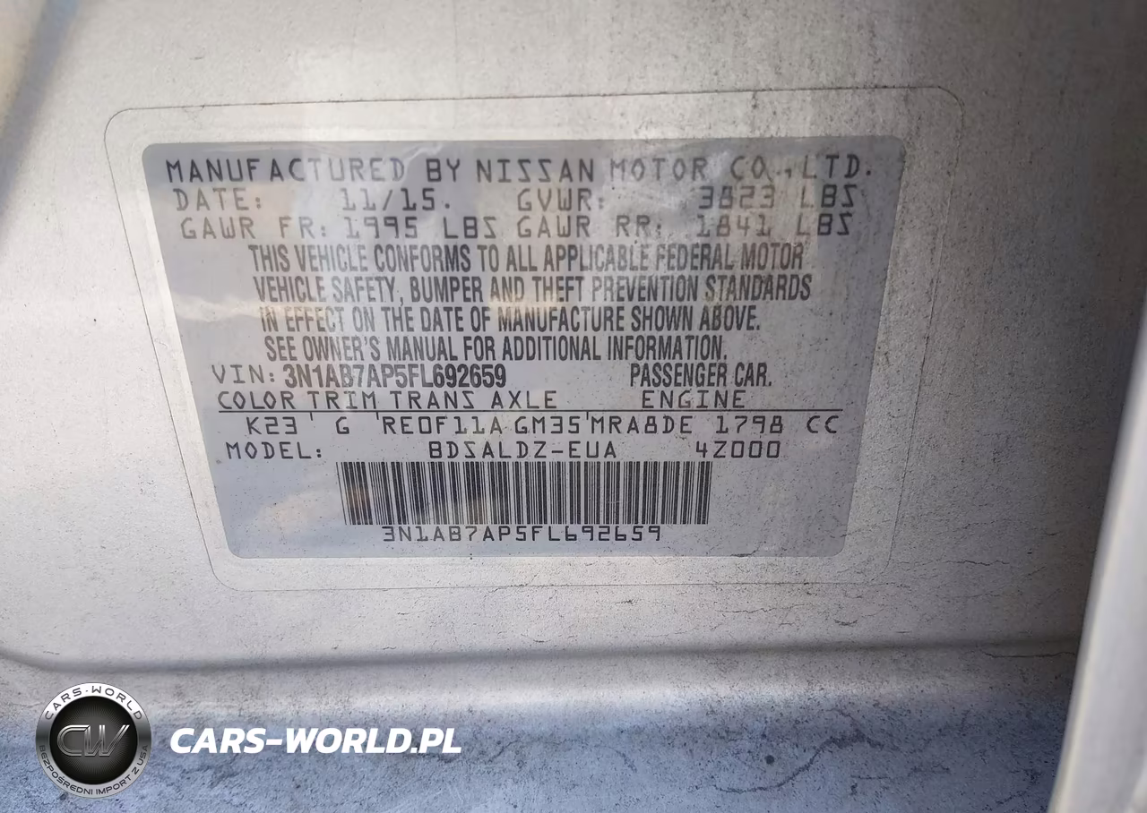 2015 Nissan Sentra Sv VIN:3N1AB7AP5FL692659 - 9