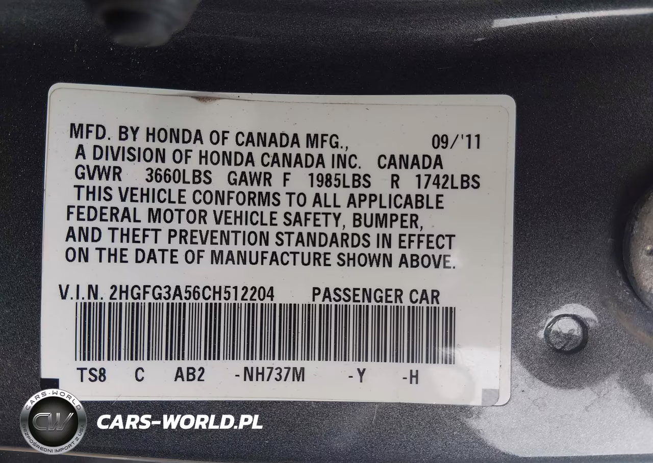 2012 Honda Civic Lx VIN:2HGFG3A56CH512204 - 9
